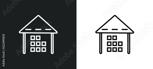 storehouse outline icon in white and black colors. storehouse flat vector icon from real estate collection for web, mobile apps and ui.