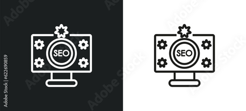 seo reputation outline icon in white and black colors. seo reputation flat vector icon from programming collection for web, mobile apps and ui.