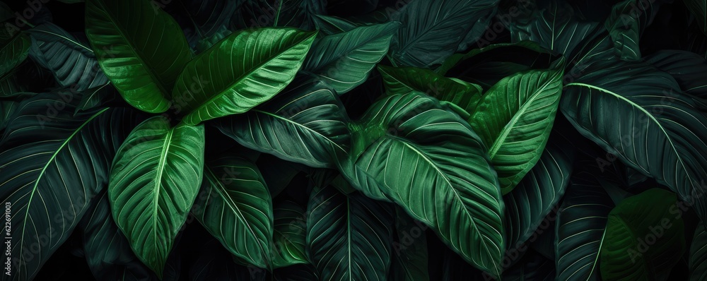 Abstract green leaf texture, nature background, tropical panorama. Generative Ai. Abstract green leaf texture, nature background, tropical panorama. Generative Ai.