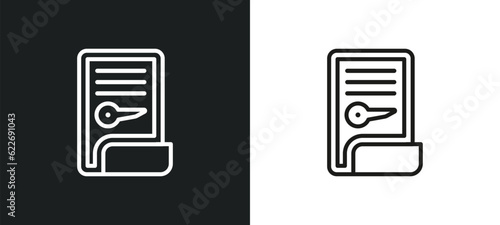 encripted file outline icon in white and black colors. encripted file flat vector icon from programming collection for web, mobile apps and ui.