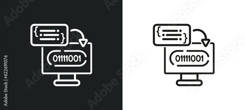 compiler outline icon in white and black colors. compiler flat vector icon from programming collection for web, mobile apps and ui. photo