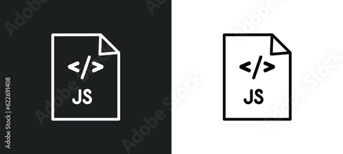 js outline icon in white and black colors. js flat vector icon from programming collection for web, mobile apps and ui.