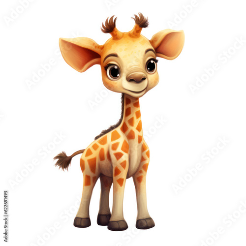 Cute cartoon giraffe isolated on white background © Generative Professor