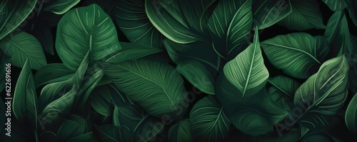 Wallpaper Mural Abstract green leaf texture, nature background, tropical panorama. Generative Ai. Torontodigital.ca