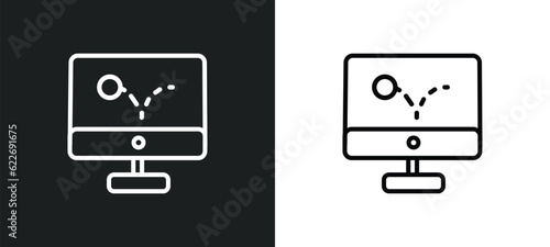 advertising bounce outline icon in white and black colors. advertising bounce flat vector icon from seo collection for web, mobile apps and ui.