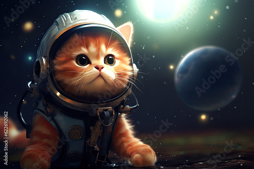 In a display of cosmic wonder, kittens playfully venture into the universe, exploring alongside astronauts, driven by boundless curiosity