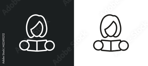 teacher outline icon in white and black colors. teacher flat vector icon from professions collection for web, mobile apps and ui.