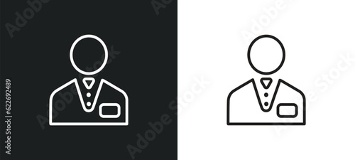 Foto clerk outline icon in white and black colors