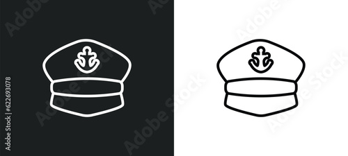 navy hat outline icon in white and black colors. navy hat flat vector icon from people skills collection for web, mobile apps and ui.