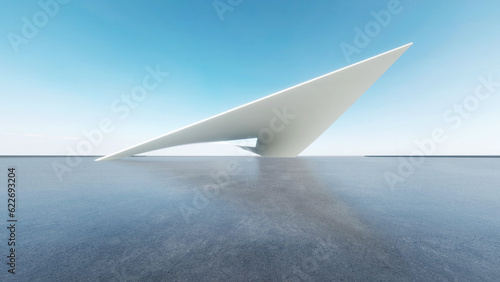 3d render of abstract modern architecture with empty concrete floor  car presentation background.