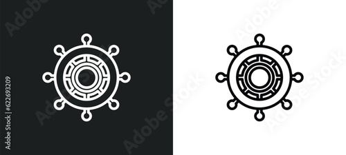 boat rudder outline icon in white and black colors. boat rudder flat vector icon from people skills collection for web, mobile apps and ui.