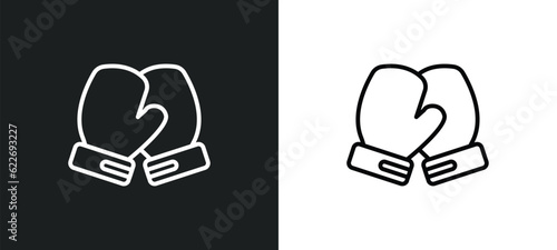 boxing gloves outline icon in white and black colors. boxing gloves flat vector icon from people skills collection for web, mobile apps and ui.