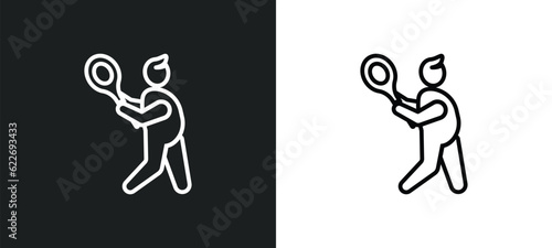 tennis player outline icon in white and black colors. tennis player flat vector icon from people skills collection for web, mobile apps and ui.