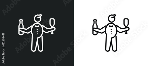 sommelier outline icon in white and black colors. sommelier flat vector icon from people skills collection for web, mobile apps and ui.