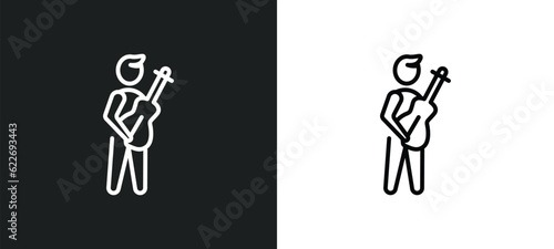 musician outline icon in white and black colors. musician flat vector icon from people skills collection for web, mobile apps and ui.
