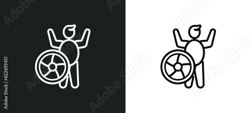 rescuer outline icon in white and black colors. rescuer flat vector icon from people skills collection for web, mobile apps and ui.
