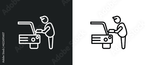 chauffer outline icon in white and black colors. chauffer flat vector icon from people skills collection for web, mobile apps and ui.