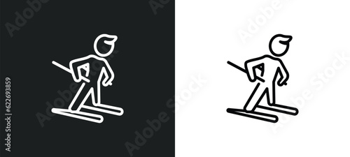 man skiing outline icon in white and black colors. man skiing flat vector icon from people collection for web, mobile apps and ui.