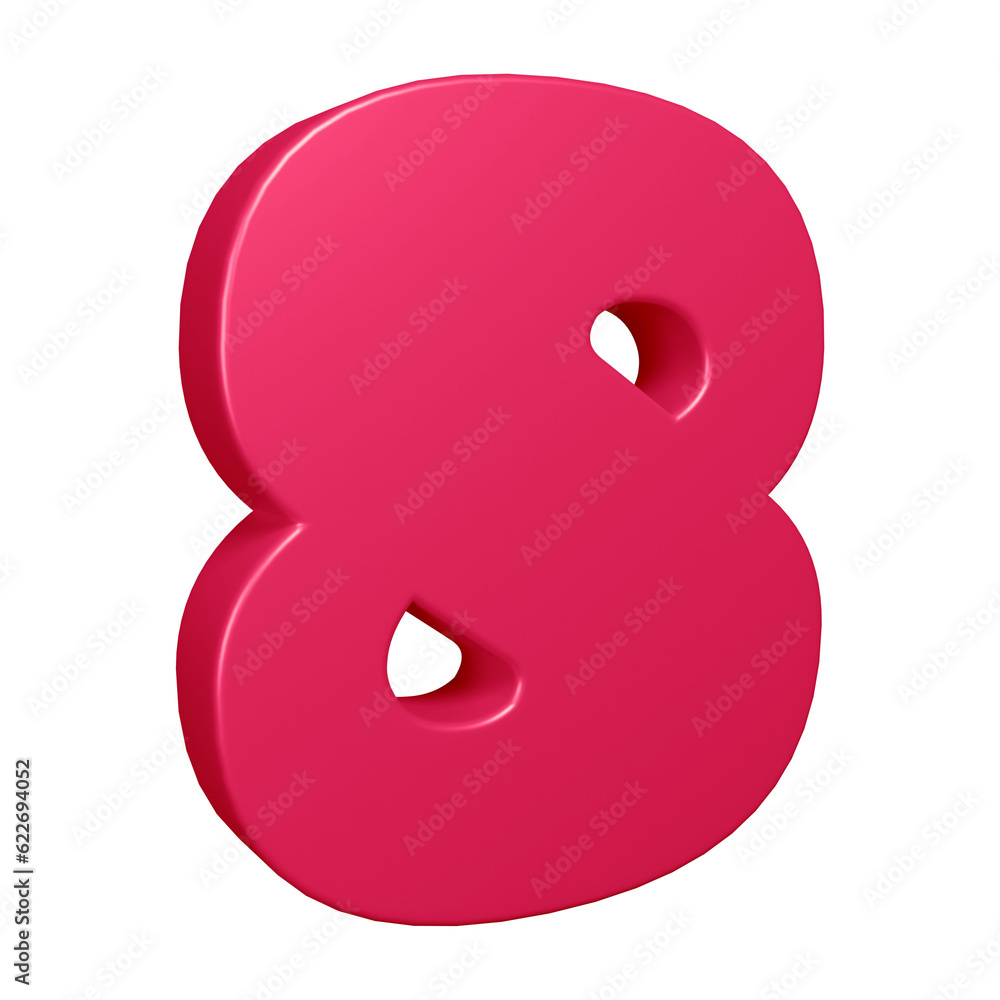 Fototapeta premium 3d pink number 8 design for math, business and education concept 