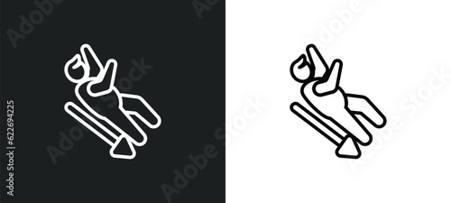 slide down outline icon in white and black colors. slide down flat vector icon from people collection for web, mobile apps and ui.