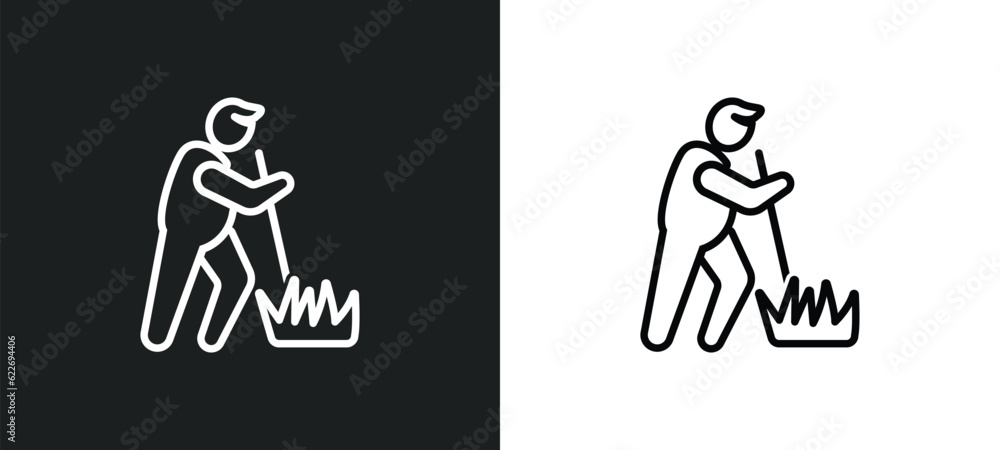 Fototapeta premium garderner outline icon in white and black colors. garderner flat vector icon from people collection for web, mobile apps and ui.