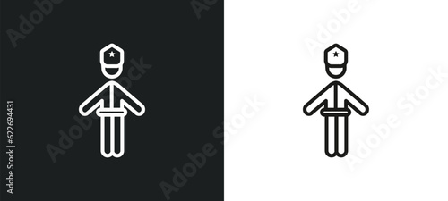 policeman working outline icon in white and black colors. policeman working flat vector icon from people collection for web, mobile apps and ui. © Digital Bazaar