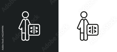 radiologist working outline icon in white and black colors. radiologist working flat vector icon from people collection for web, mobile apps and ui.