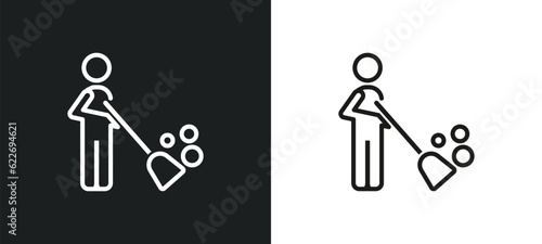 sweeper working outline icon in white and black colors. sweeper working flat vector icon from people collection for web, mobile apps and ui.
