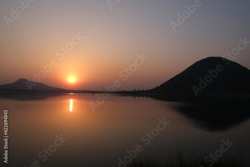 sunset over the lake