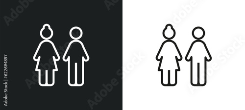 woman and man partners outline icon in white and black colors. woman and man partners flat vector icon from people collection for web  mobile apps ui.