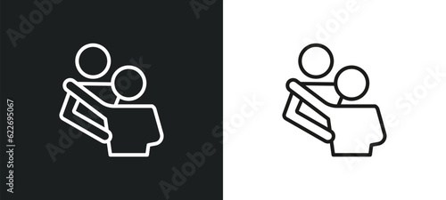 hugging outline icon in white and black colors. hugging flat vector icon from people collection for web, mobile apps and ui.