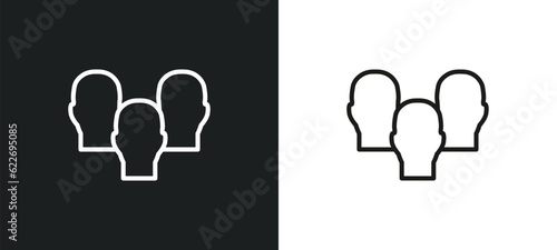 heads outline icon in white and black colors. heads flat vector icon from people collection for web, mobile apps and ui.