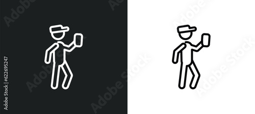 ticket collector outline icon in white and black colors. ticket collector flat vector icon from people collection for web, mobile apps and ui.