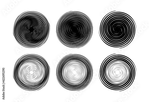 Set of abstract line spiral circle design vector