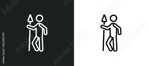 lance outline icon in white and black colors. lance flat vector icon from people collection for web, mobile apps and ui.