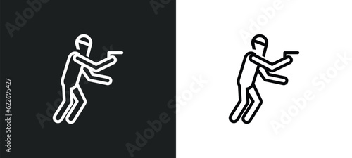 criminal heist outline icon in white and black colors. criminal heist flat vector icon from people collection for web, mobile apps and ui.