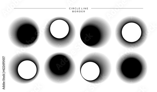 Detailed blur effect in sharp line circle border set photo