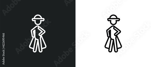 napoleon figure outline icon in white and black colors. napoleon figure flat vector icon from people collection for web, mobile apps and ui.