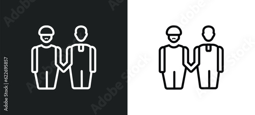 no racism outline icon in white and black colors. no racism flat vector icon from people collection for web, mobile apps and ui.
