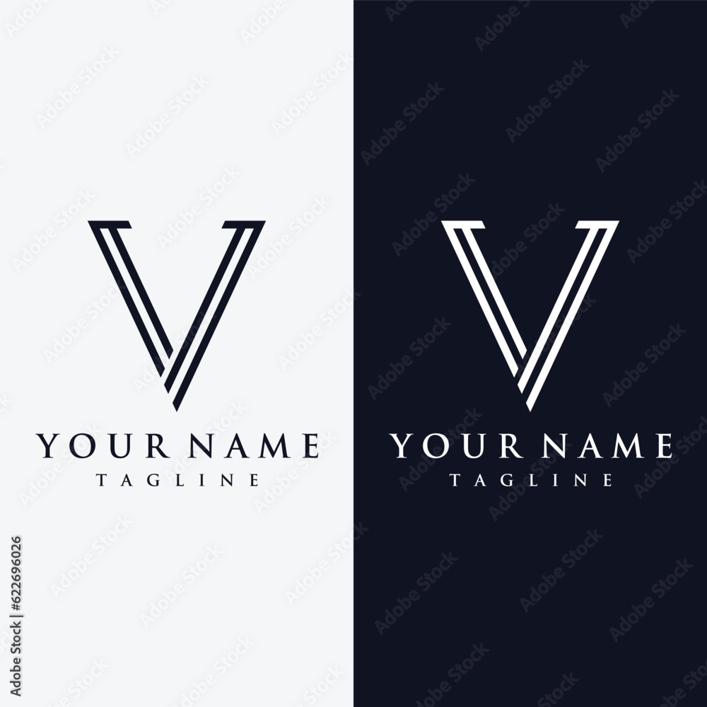Initial V Minimal letter logo template design with modern and luxury geometric shape.Logo for business, brand, company,business card or identity and fashion. Initial V Minimal letter logo template design with modern and luxury geometric shape.Logo for business, brand, company,business card or identity and fashion.