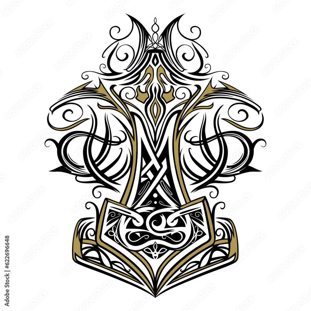 Thors Hammer Mjolnir Wikinger Symbol Stock Vector | Adobe Stock