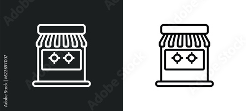 shooting gallery outline icon in white and black colors. shooting gallery flat vector icon from other collection for web, mobile apps and ui.