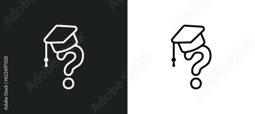graduation's questions outline icon in white and black colors. graduation's questions flat vector icon from other collection for web, mobile apps and ui.