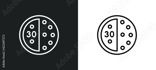 the 30 minutes outline icon in white and black colors. the 30 minutes flat vector icon from other collection for web, mobile apps and ui.