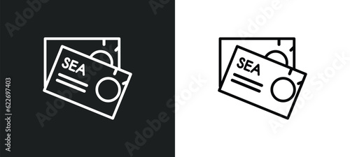 sea business card outline icon in white and black colors. sea business card flat vector icon from other collection for web, mobile apps and ui.
