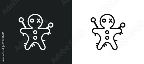 voodoo puppet outline icon in white and black colors. voodoo puppet flat vector icon from other collection for web, mobile apps and ui.