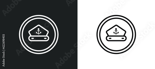 sailor cap outline icon in white and black colors. sailor cap flat vector icon from nautical collection for web, mobile apps and ui.