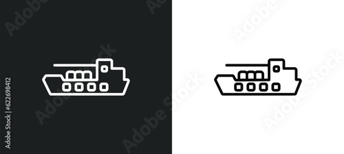 oil tanker ship outline icon in white and black colors. oil tanker ship flat vector icon from nautical collection for web, mobile apps and ui.