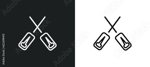 oars outline icon in white and black colors. oars flat vector icon from nautical collection for web, mobile apps and ui.