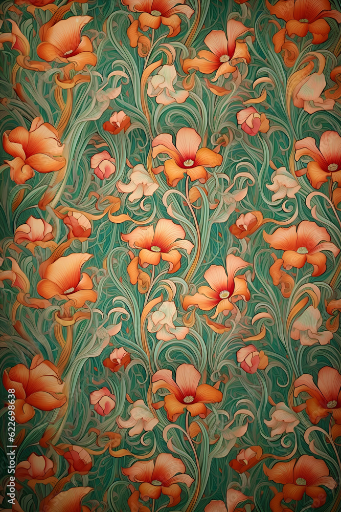 seamless background with flowers,leaf,floral,ornament,art,decoration,Ai generated seamless background with flowers,leaf,floral,ornament,art,decoration,Ai generated
